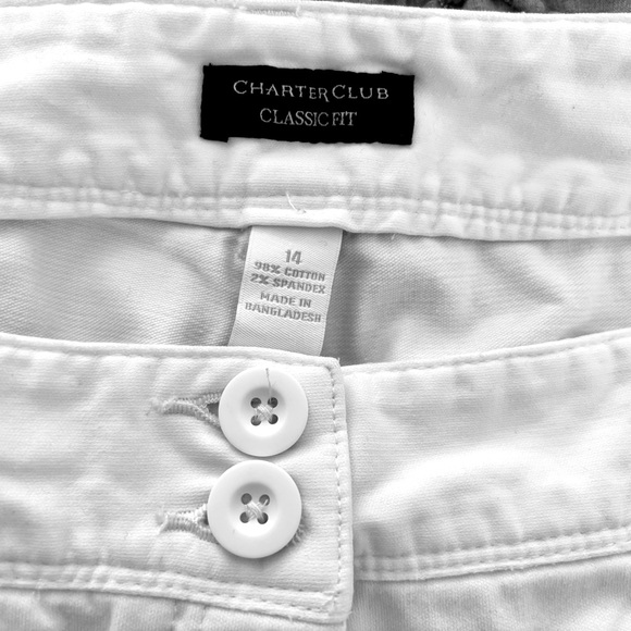 Charter Club Classic Fit Cropped Pants capris white embroidered pockets NWT 14 - Picture 2 of 6
